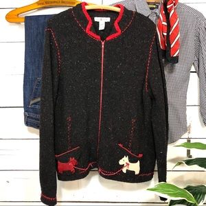 Real Clothes Scottie Dog Red & Black Zip Sweater